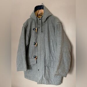ABERDEEN wool blend duffle coat toggle buttons hood XL men’s winter jacket EUC